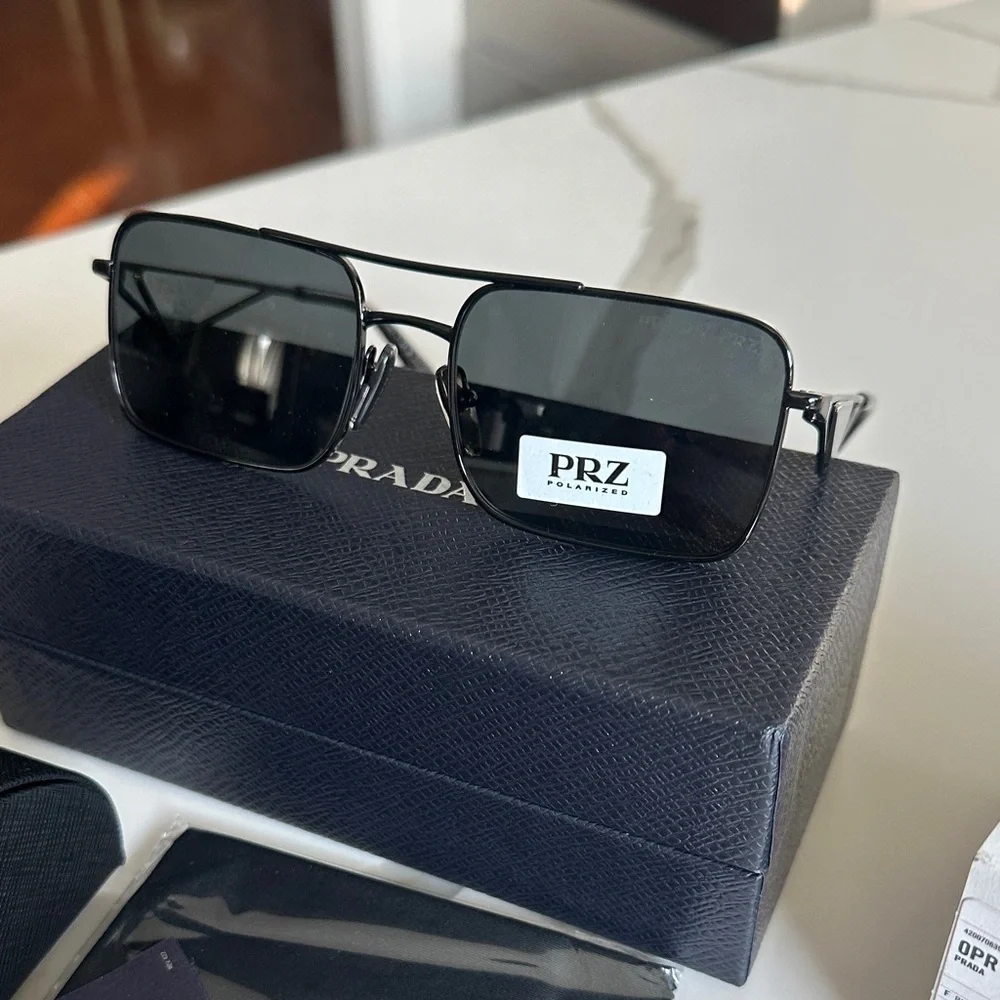 Prada Black Rectangular Sunglasses - Picture 12 of 12